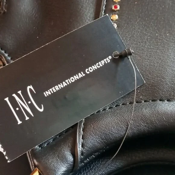 INC International Concepts Huw Gold Bangle Black Leather Jeweled Crossbody NWT - Picture 11 of 16